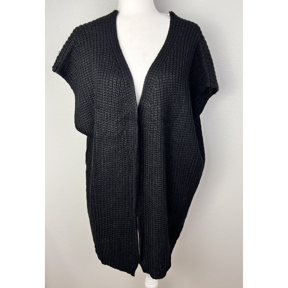 David and young sweater shawl Cardigan Lace Up Back Black